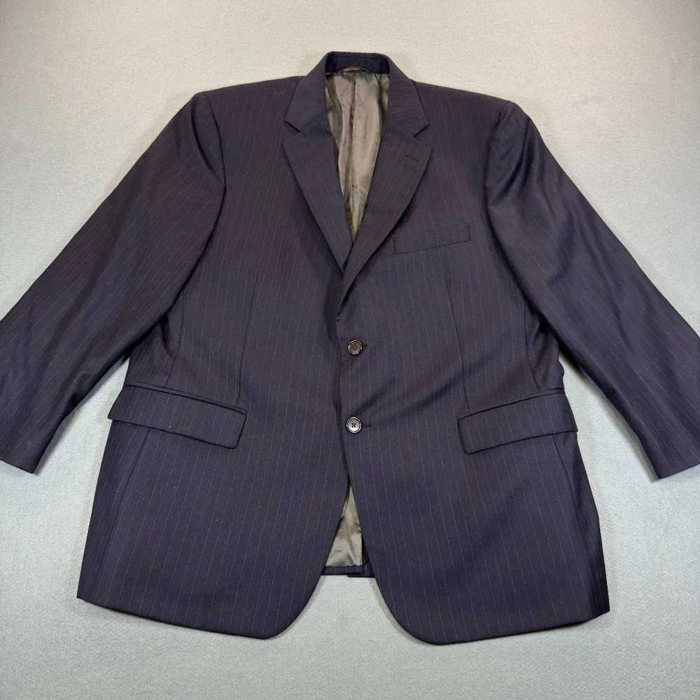 Brooks Brothers 1818 Madison Mens 44S Navy Blue Pinstripe 100% Wool Blazer Italy - Picture 1 of 8